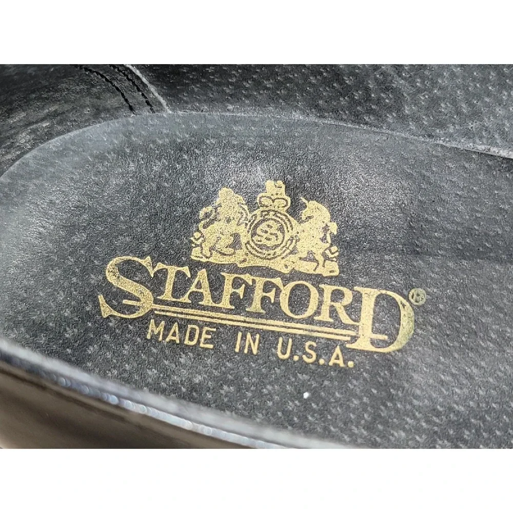 Stafford Men's‎ Black Leather Oxford Dress Shoes Sz 10.5 D/B